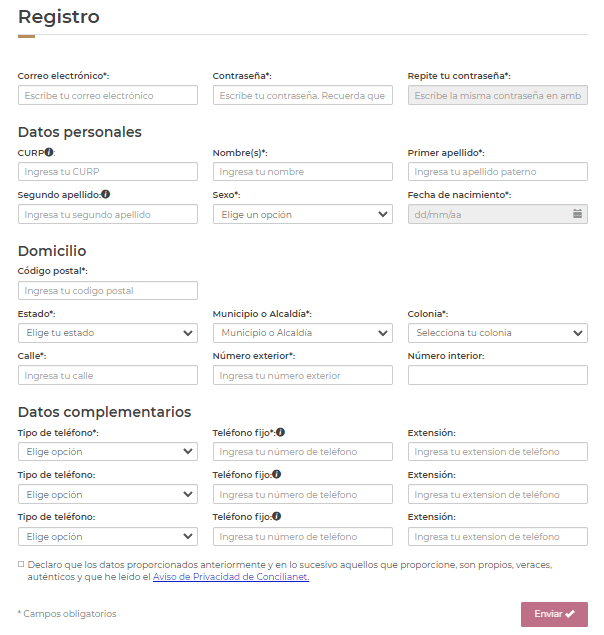 REgistrarme en Concilianet